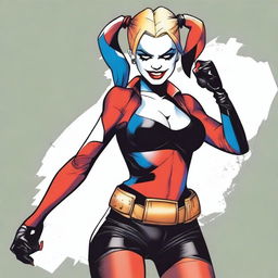 Generate an image of Harley Quinn, the iconic DC character, in her signature style