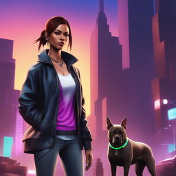 A digital art image of the character Amanda from GTA, reimagined in the world of the video game Watch Dogs