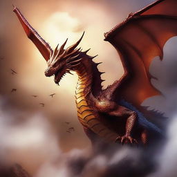 Generate an image of a book cover featuring majestic dragons soaring in the sky, with a captivating title and author name prominently displayed