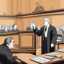 An image of a judge in a courtroom, holding a gavel and making a decision