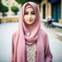 Generate a tasteful and respectful image of a girl wearing a hijab