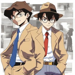 Generate an image of the character Detective Conan in a thrilling investigative scene.