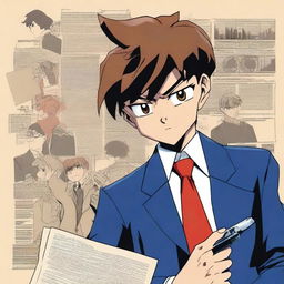 Generate an image of the character Detective Conan in a thrilling investigative scene.