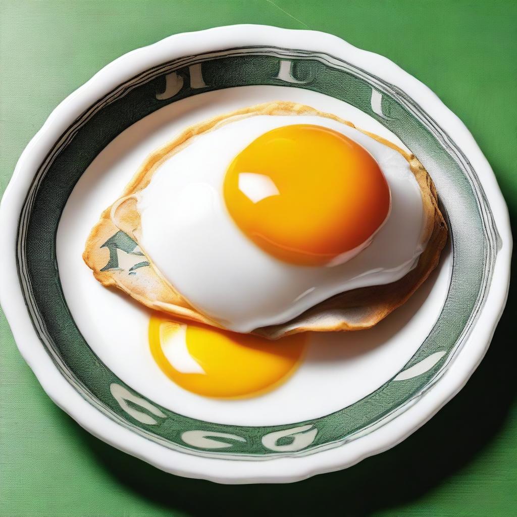 A fried egg with a billion dollar bill