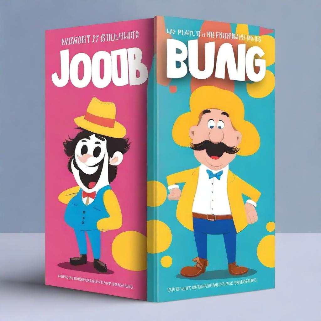 Create a humorous book cover featuring slapstick comedy elements, exaggerated characters and vibrant colors to reflect the funny theme of the book