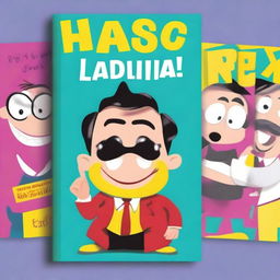 Create a humorous book cover featuring slapstick comedy elements, exaggerated characters and vibrant colors to reflect the funny theme of the book