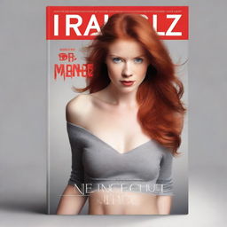 Generate a photo-realistic image of an attractive red-headed female striking an intimidating pose, with the title 'Vengeance Be Mine' prominently displayed