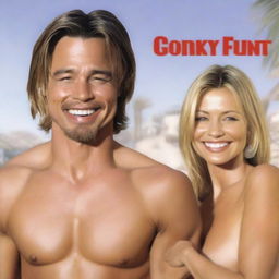 Generate an image of a movie poster featuring Brad Pitt smiling and Cameron Diaz in a bikini