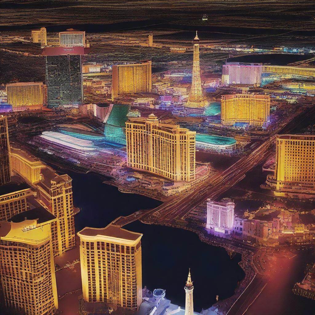 Generate an image capturing an extreme close-up shot of Las Vegas nightlife