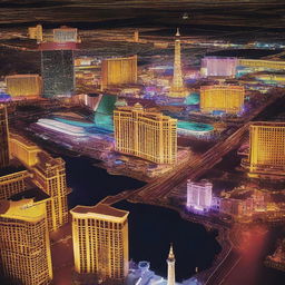 Generate an image capturing an extreme close-up shot of Las Vegas nightlife