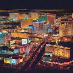 Generate an image capturing an extreme close-up shot of Las Vegas nightlife