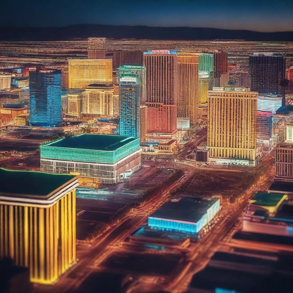 Generate an image representing an extreme close-up view of downtown Las Vegas