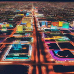 Generate an image representing an extreme close-up view of downtown Las Vegas