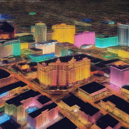 Generate an image representing an extreme close-up view of downtown Las Vegas