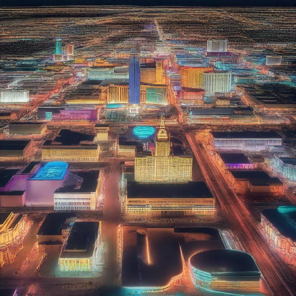 Generate an image representing an extreme close-up view of downtown Las Vegas