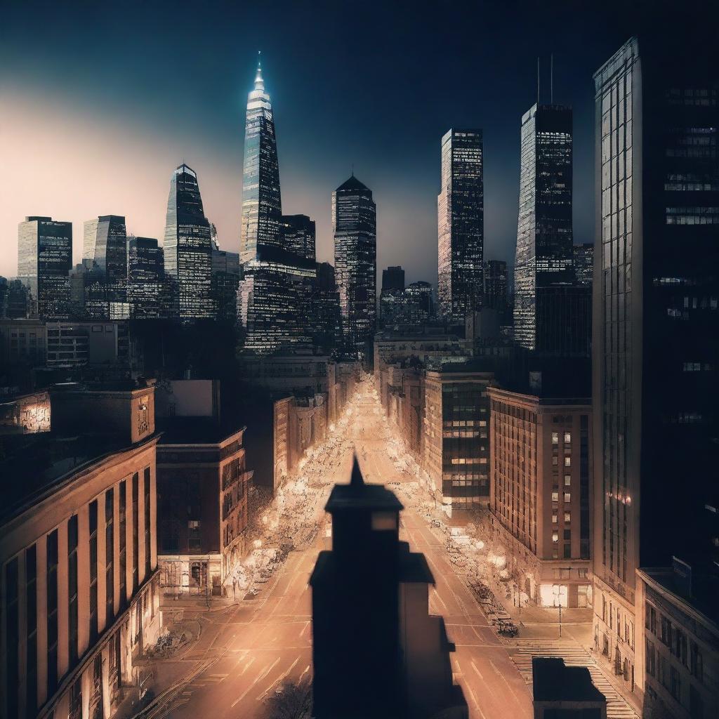 Generate an image of a nighttime cityscape background