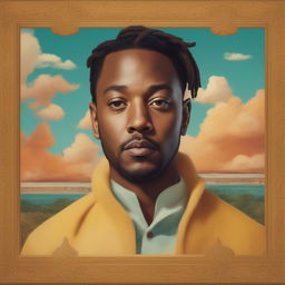 This is a request for a portrait of Kendrick Lamar styled as a Wes Anderson movie poster