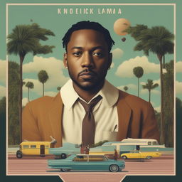 This is a request for a portrait of Kendrick Lamar styled as a Wes Anderson movie poster