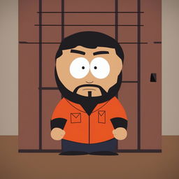 This is a request to generate an image of a character resembling Drake, but styled in the South Park animation style