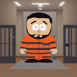 This is a request to generate an image of a character resembling Drake, but styled in the South Park animation style