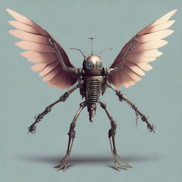 Generate an image of a winged monodrone with 4 arms, a creature from the Dungeons and Dragons universe, carrying a crossbow