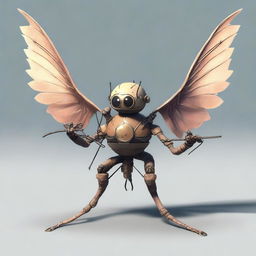 Generate an image of a winged monodrone with 4 arms, a creature from the Dungeons and Dragons universe, carrying a crossbow