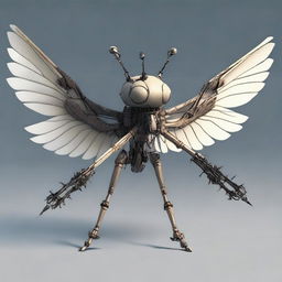 Generate an image of a winged monodrone with 1 eye and 4 arms, a creature from the Dungeons and Dragons universe, carrying a crossbow