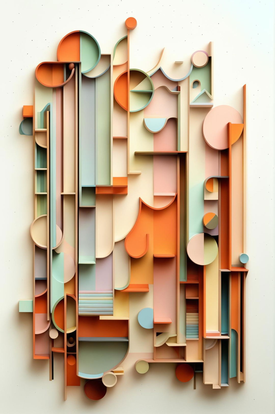 Generate an image of interesting wall art composed of pastel colors