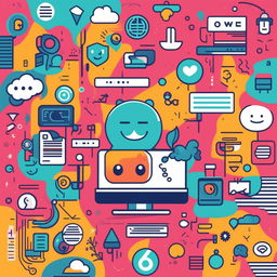 An image that represents internet culture, including popular memes, social media logos, and symbols of online communities, with a vibrant color scheme and a modern, whimsical style