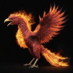 A strikingly realistic and aggressive phoenix made entirely of fire, with the main focus on its ferociously flaming beak.