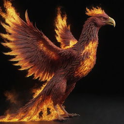 A strikingly realistic and aggressive phoenix made entirely of fire, with the main focus on its ferociously flaming beak.