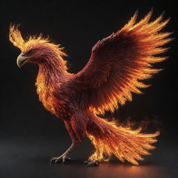 A strikingly realistic and aggressive phoenix made entirely of fire, with the main focus on its ferociously flaming beak.