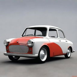 Generate an image of a 1960 Austin A40 modified into a race car