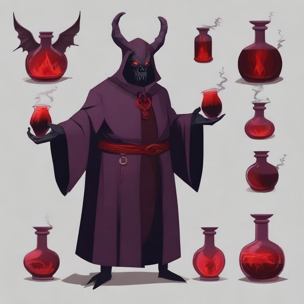 Generate an image of a demonic potion master