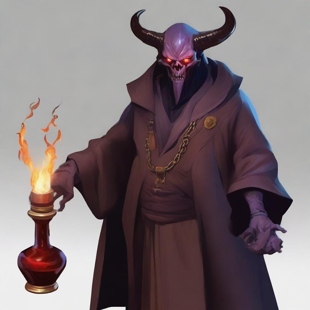 Generate an image of a demonic potion master