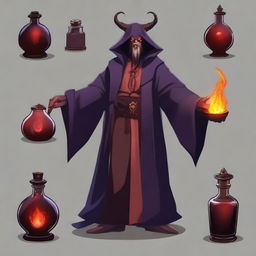 Generate an image of a demonic potion master