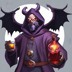 Generate an image of a demonic potion master in the art style of Dungeons and Dragons