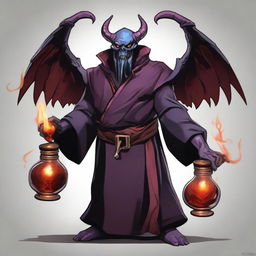 Generate an image of a demonic potion master in the art style of Dungeons and Dragons