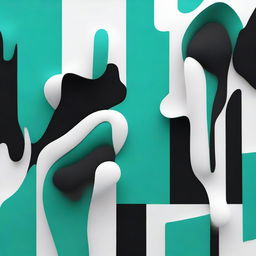 Create an image that depicts 'Feelings of Unreality', using a colour scheme of turquoise, black, and white