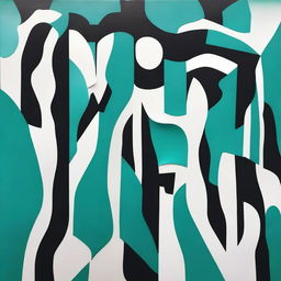 Create an image that depicts 'Feelings of Unreality', using a colour scheme of turquoise, black, and white