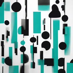 Create an image that depicts 'Feelings of Unreality', using a colour scheme of turquoise, black, and white