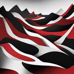 Create an image that encapsulates the concept of 'Feelings of Unreality', using a colour scheme of red, black, and white