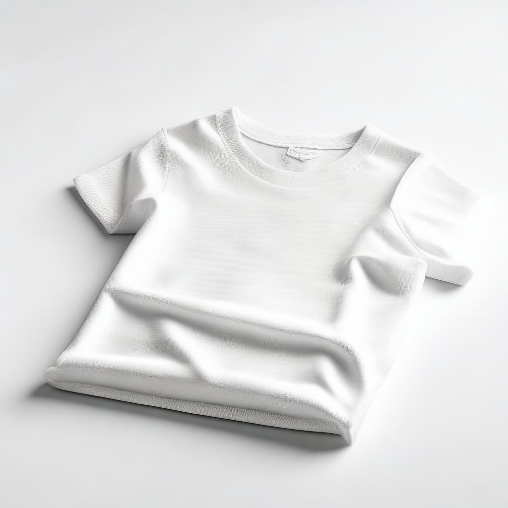 Generate an image of a plain, neatly folded T-shirt on a white background.