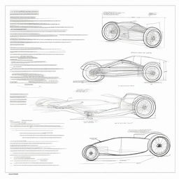 Create a design sketch for a small, unpowered three-wheel car