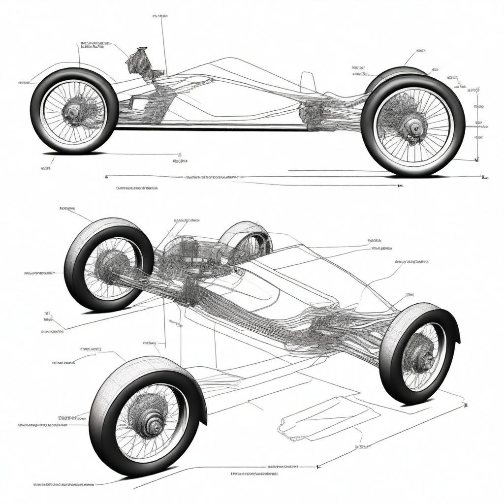 Create a design sketch for a small, unpowered three-wheel car