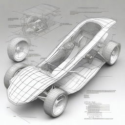 Create a design sketch for a small, unpowered three-wheel car