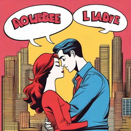 Create an image of a comic book cover that portrays the theme of love