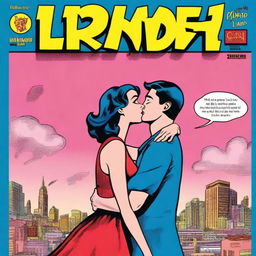 Create an image of a comic book cover that portrays the theme of love