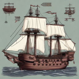 Generate an image of a large cultist warship in the art style of Dungeons and Dragons