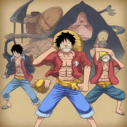 Generate an image featuring characters from the popular anime and manga series, 'One Piece'